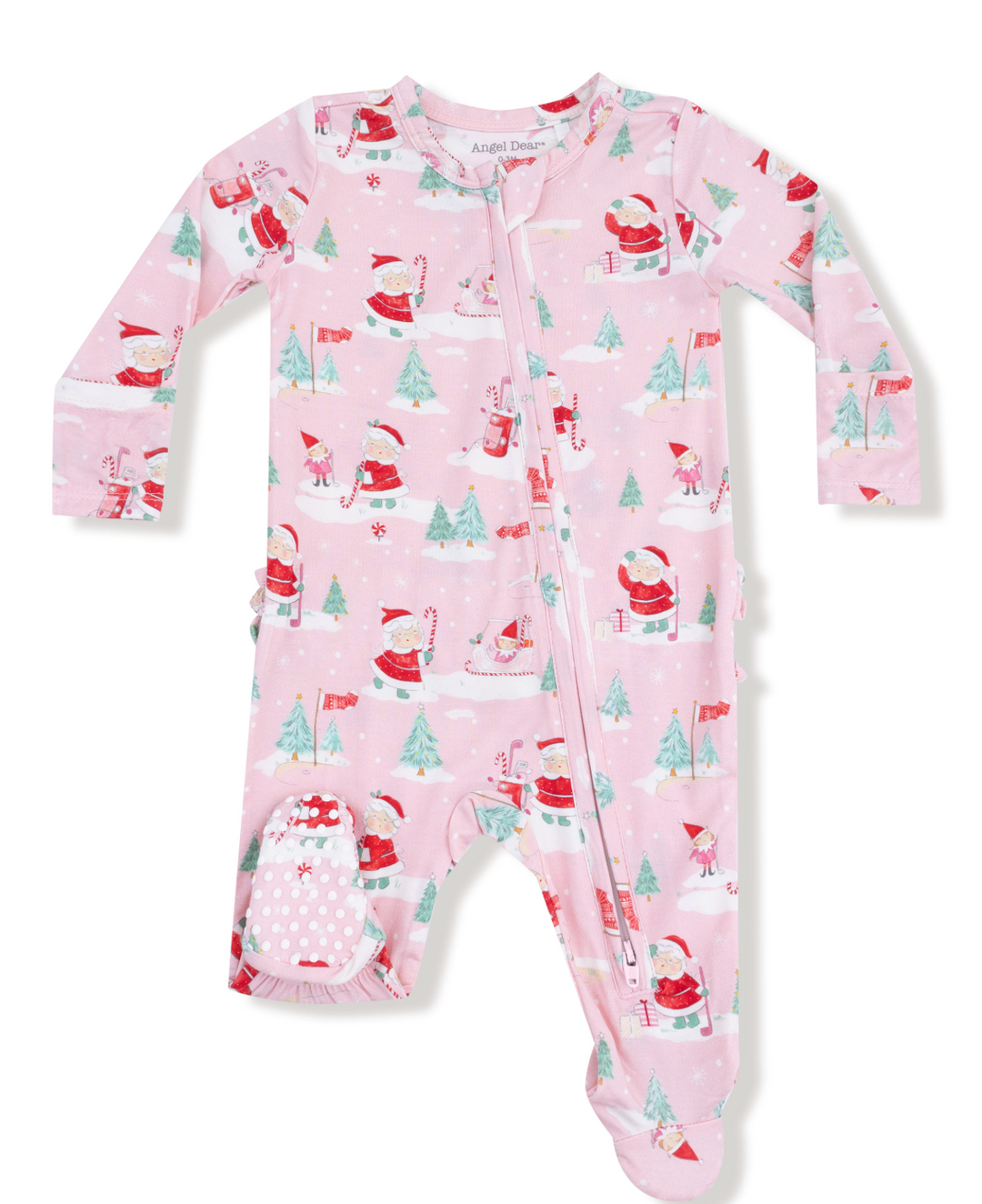 Two Way Zipper Ruffle Footie | Golfing Mrs. Claus and Elves