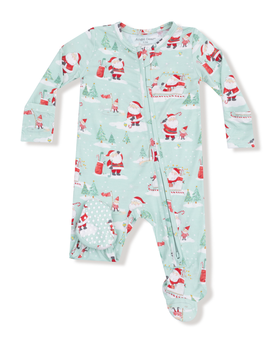 Two Way Zipper Footie | Golfing Santa and Elves