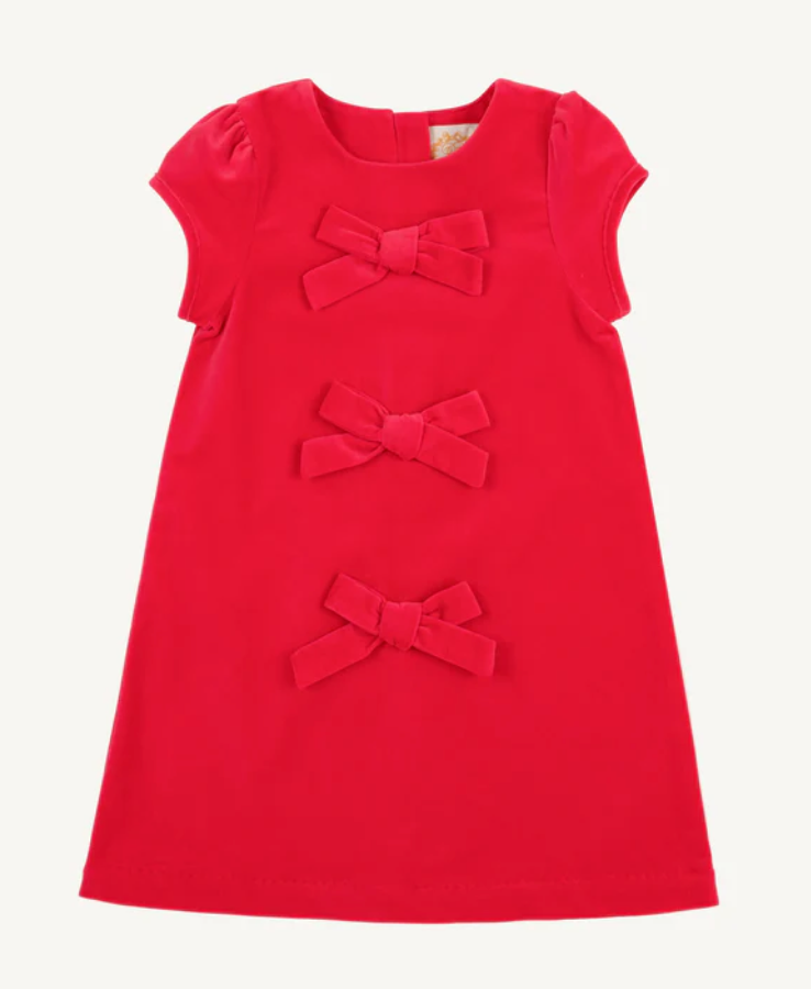 Betts Bow Dress Velveteen | Richmond Red