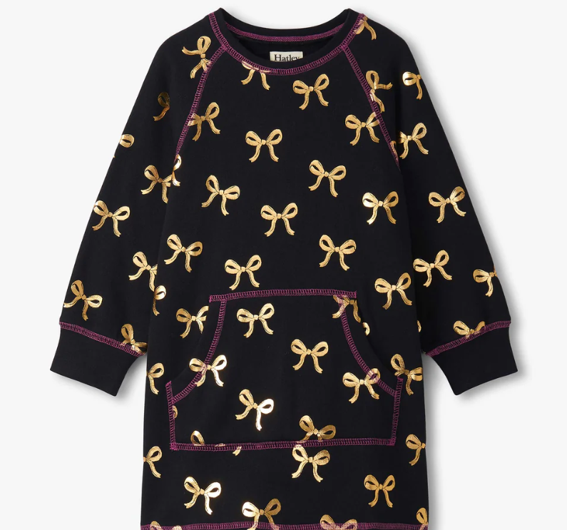 Gold Bows Sweatshirt Dress