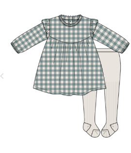 Teal Gingham Brushed Twill Dress Set
