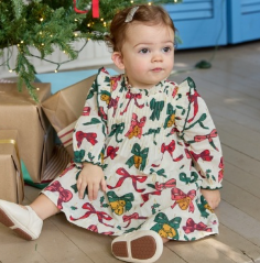 Baby Jaipur Dress Set | Christmas Bows and Bells