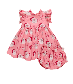 Baby Jennifer Dress Set | Pink Candy Cane Santa