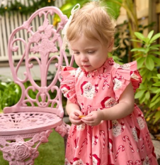 Baby Jennifer Dress Set | Pink Candy Cane Santa