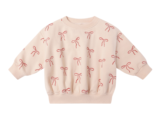 Relaxed Fleece Sweatshirt | Red Bows