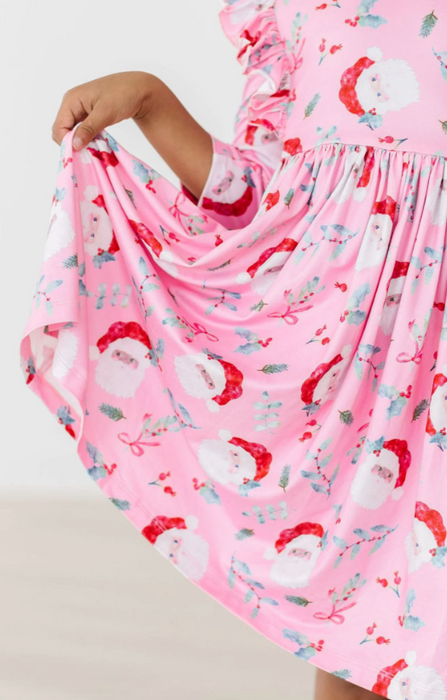 Jolly Old St Nick 3/4 Sleeve Ruffle Twirl Dress