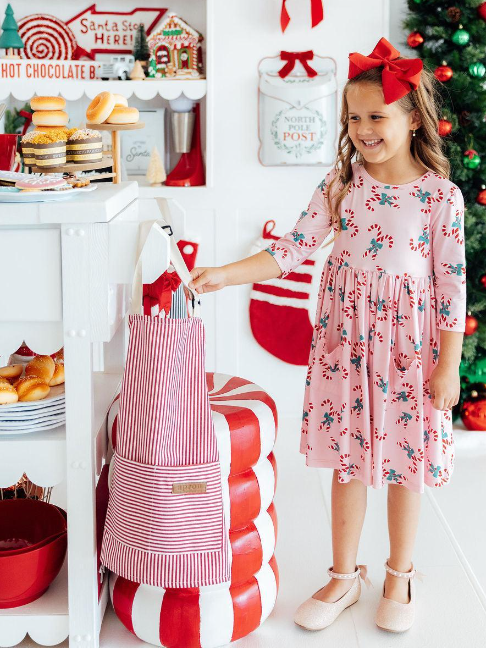 Candy Cane Cutie 3/4 Sleeve Pocket Twirl Dress