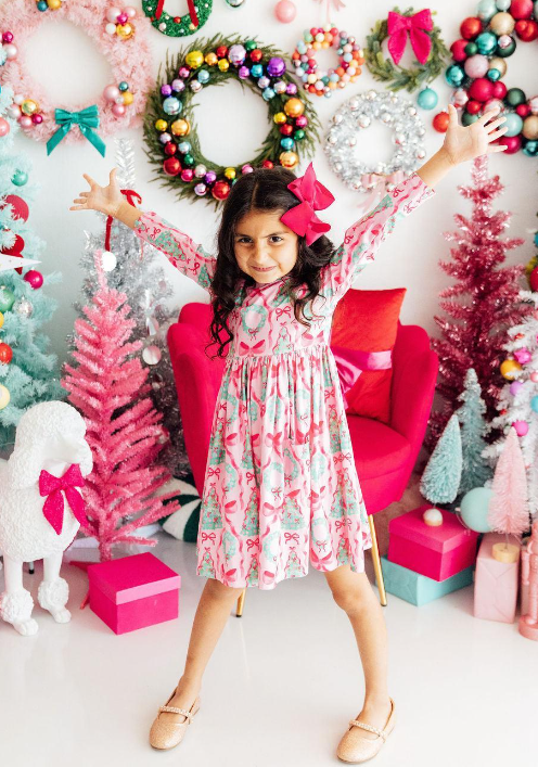 Jingle Bows L/S Pocket Twirl Dress