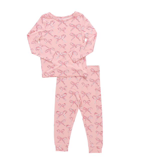 Bamboo PJ Set | Candy Cane Bows