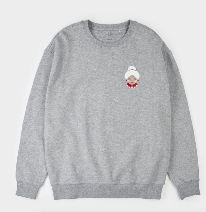 Grey Mama Santa Embroidered Sweatshirt