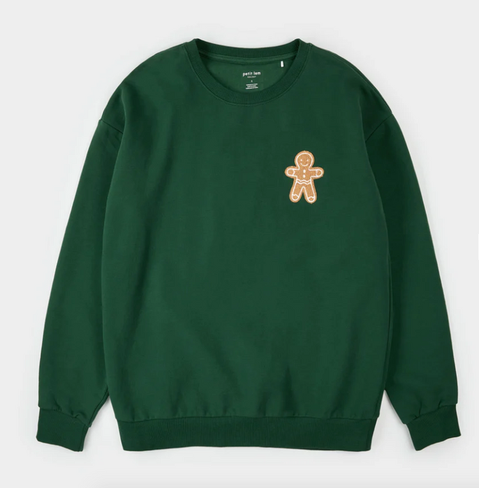 Green Gingerbread Man Embroidered Sweatshirt