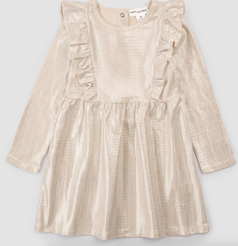 Gold Sparkle Ruffle Dress
