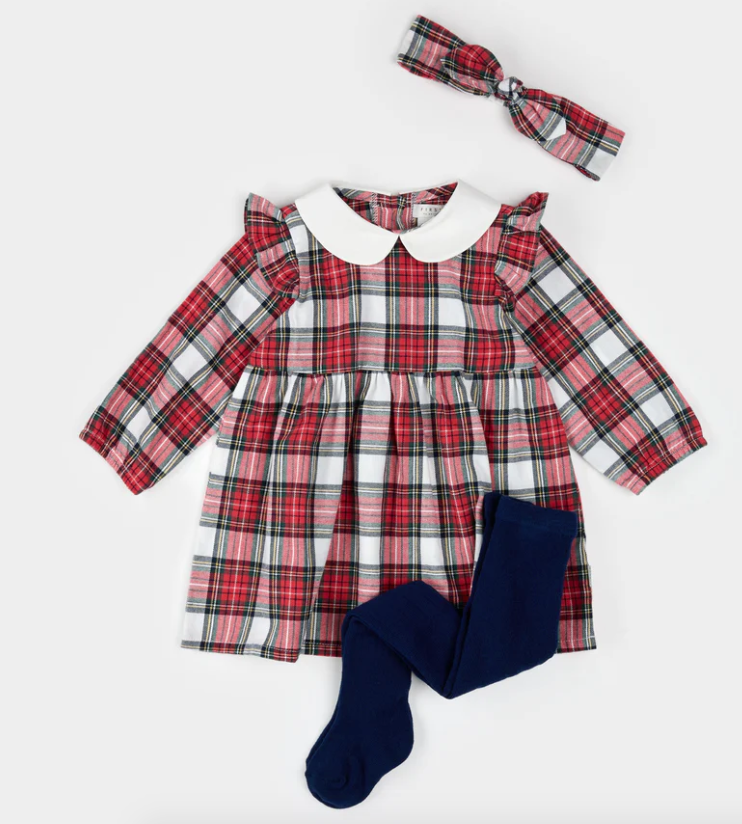 Red Plaid Flannel Dress Set