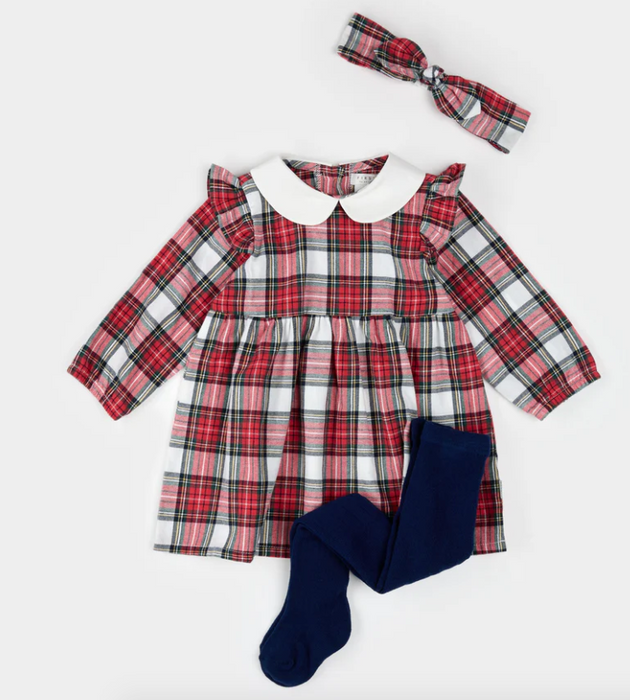 Red Plaid Flannel Dress Set
