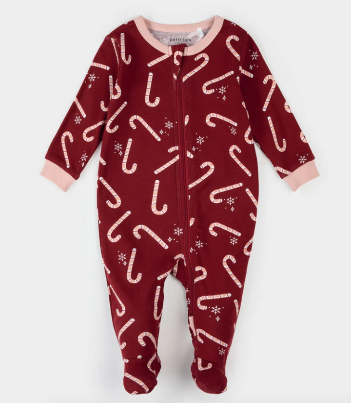 Red Candy Cane Footed Sleeper