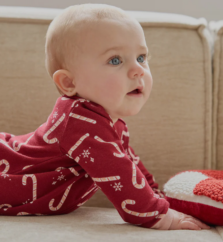 Red Candy Cane Footed Sleeper