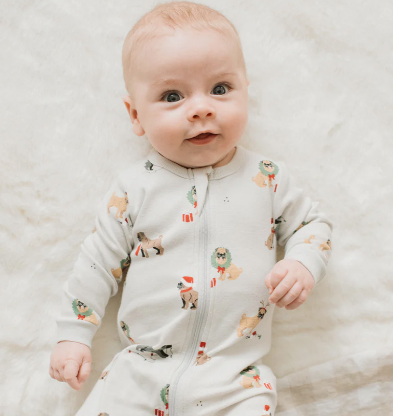 Holiday Pugs Footed Sleeper