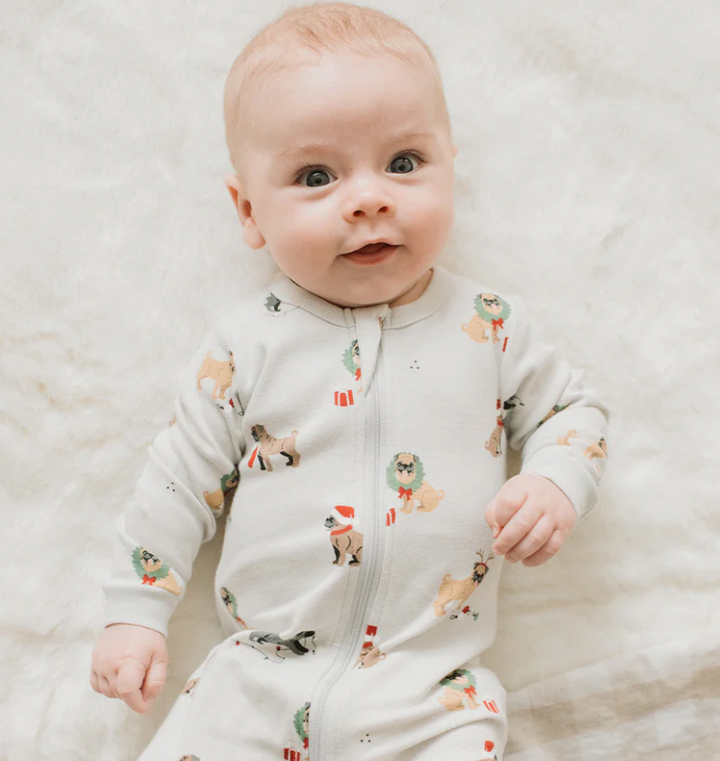 Holiday Pugs Footed Sleeper