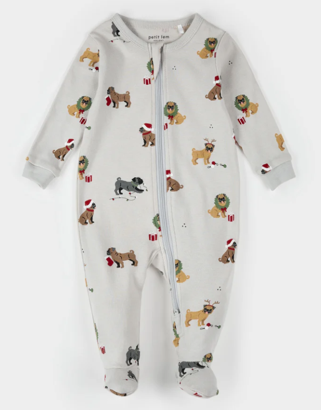 Holiday Pugs Footed Sleeper