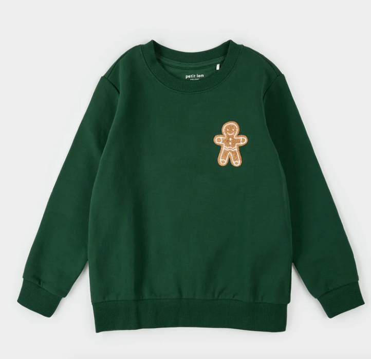 Green Gingerbread Man Embroidered Sweatshirt