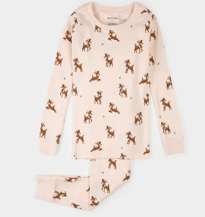 Pink Reindeer PJ Set