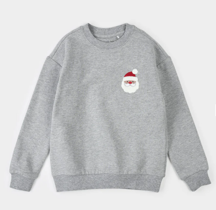 Grey Santa Embroidered Sweatshirt
