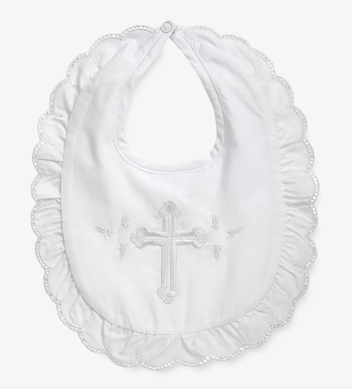 Girl Scallop Edge Christening Bib