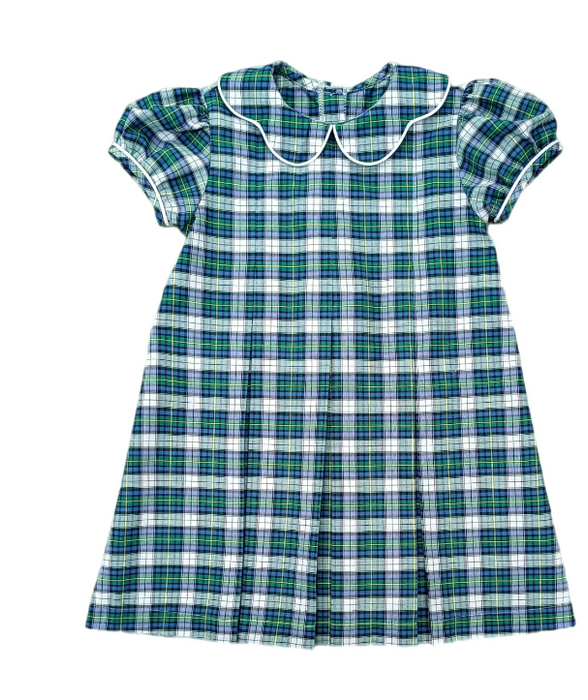 Paige Pleat Dress | Kelly Green Plaid