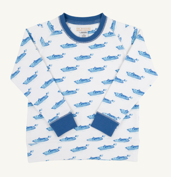 Cassidy Comfy Crewneck | Briland Time Wood Boat Blue