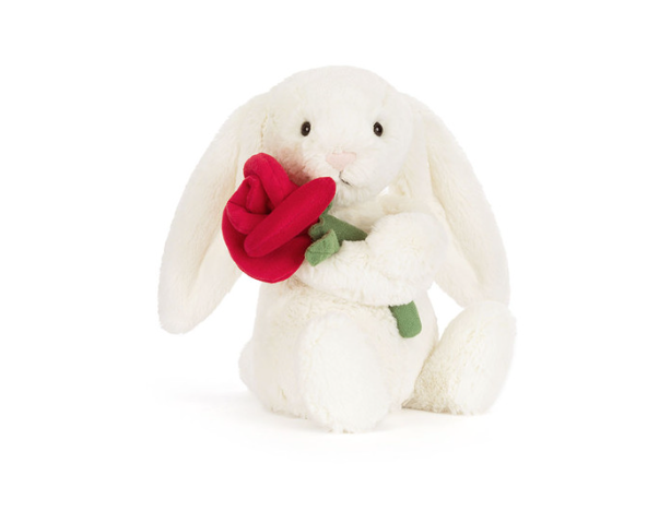 Cream Bunny W/Rose