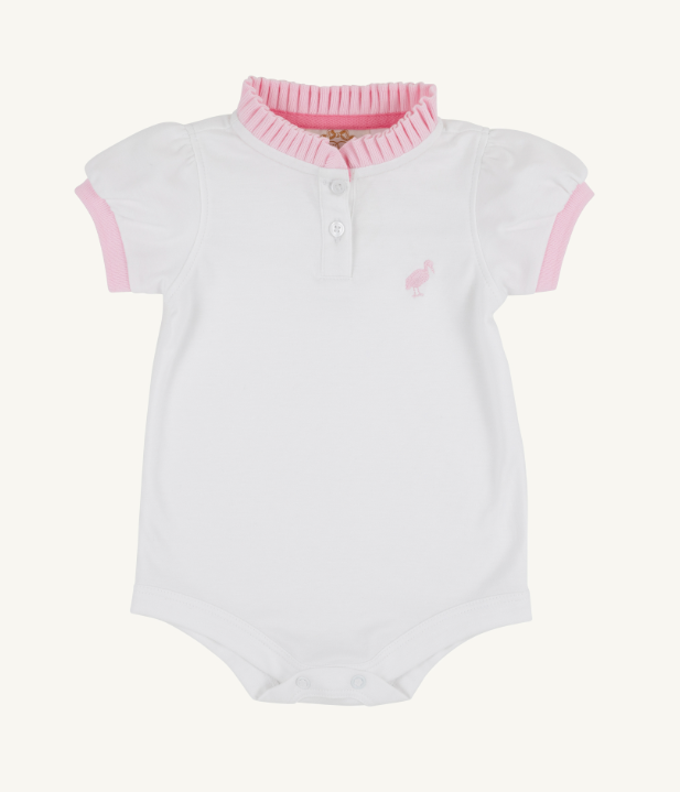 Little Miss Prim and Proper Polo | Worth Ave White/Palm Beach Pink