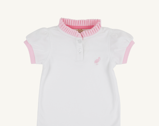 Little Miss Prim and Proper Polo | Worth Ave White/Palm Beach Pink