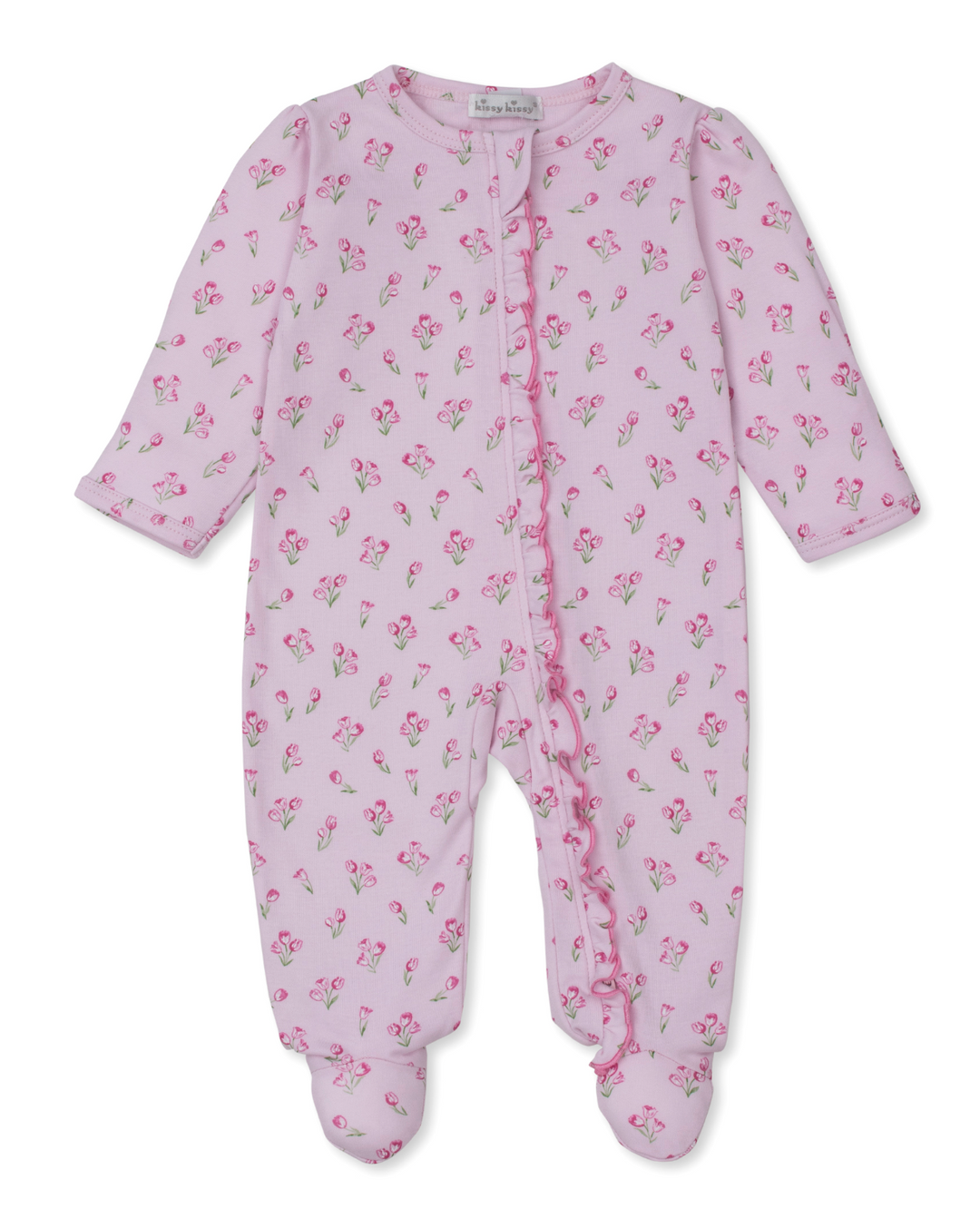 Pink Timeless Tulips Footie w/ Zipper