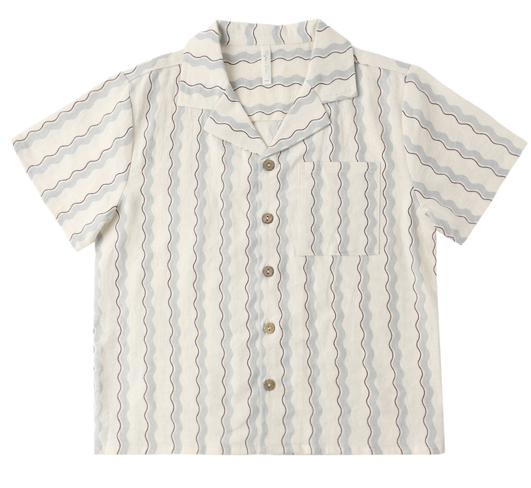 Lapel Collar Shirt | Wave Stripe