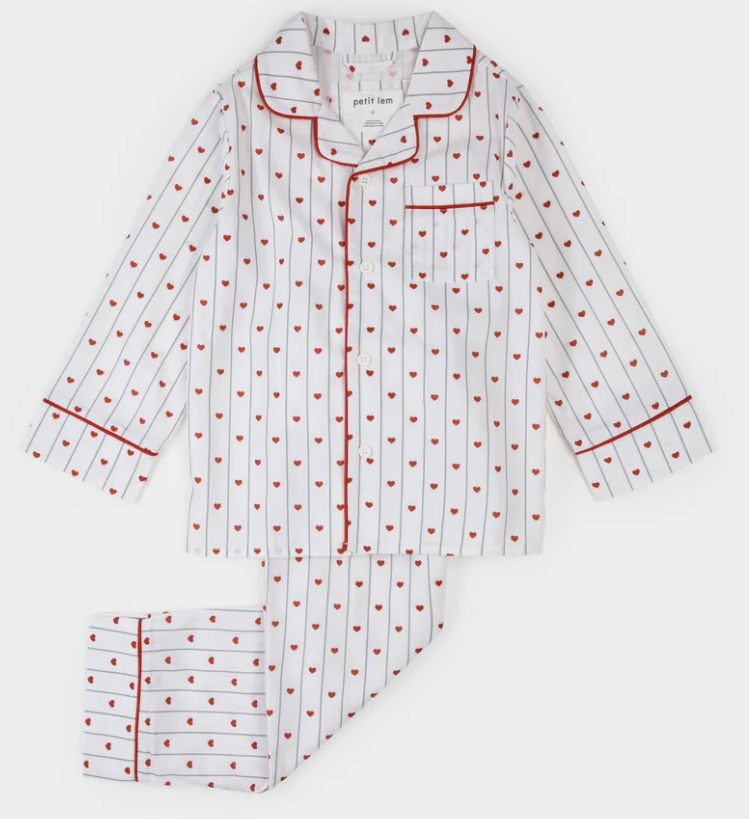 Heart Stripe Poplin PJ Set