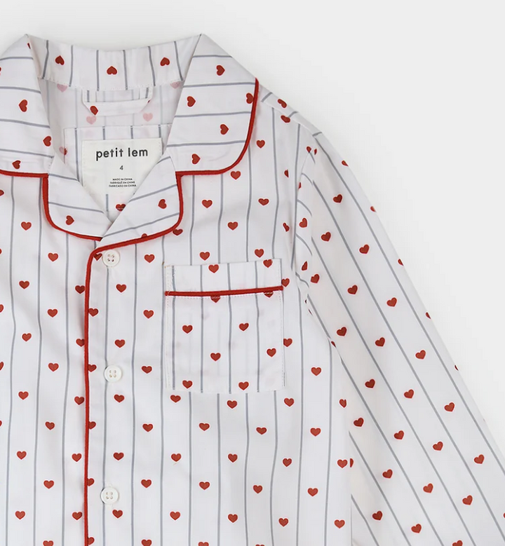 Heart Stripe Poplin PJ Set