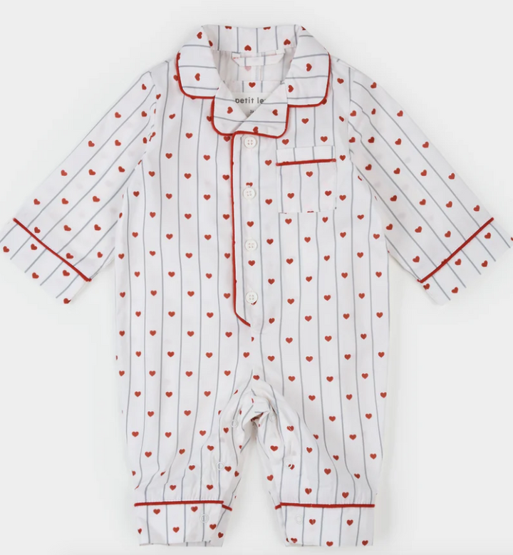 Heart Stripe Poplin Romper