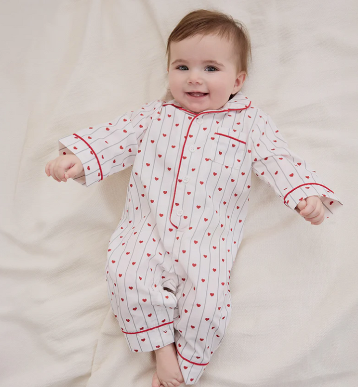 Heart Stripe Poplin Romper
