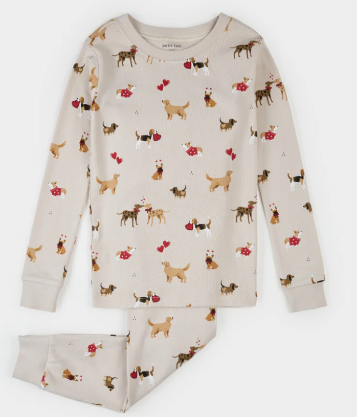 Beige Puppy Love PJ Set