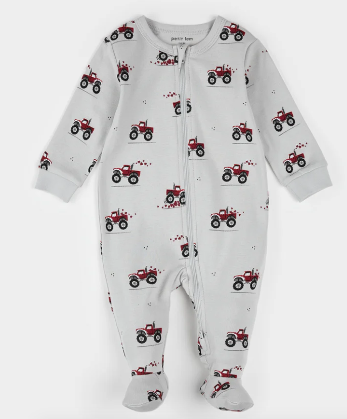 Grey Monster Trucks Footed Sleeper