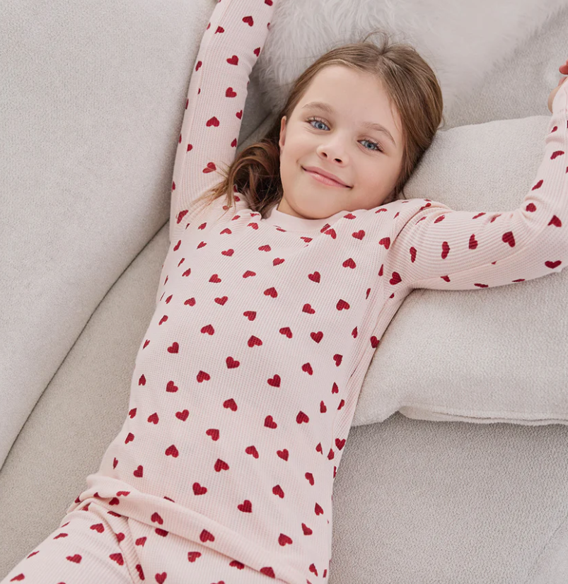 Waffle Pink Hearts PJ Set