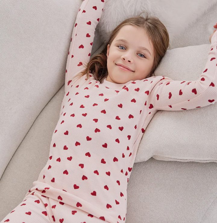 Waffle Pink Hearts PJ Set