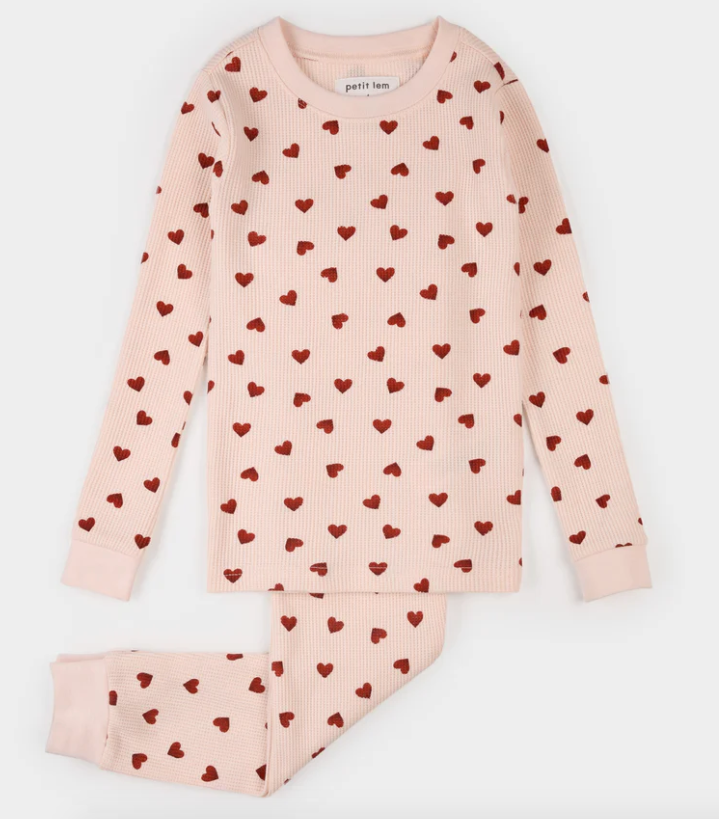 Waffle Pink Hearts PJ Set