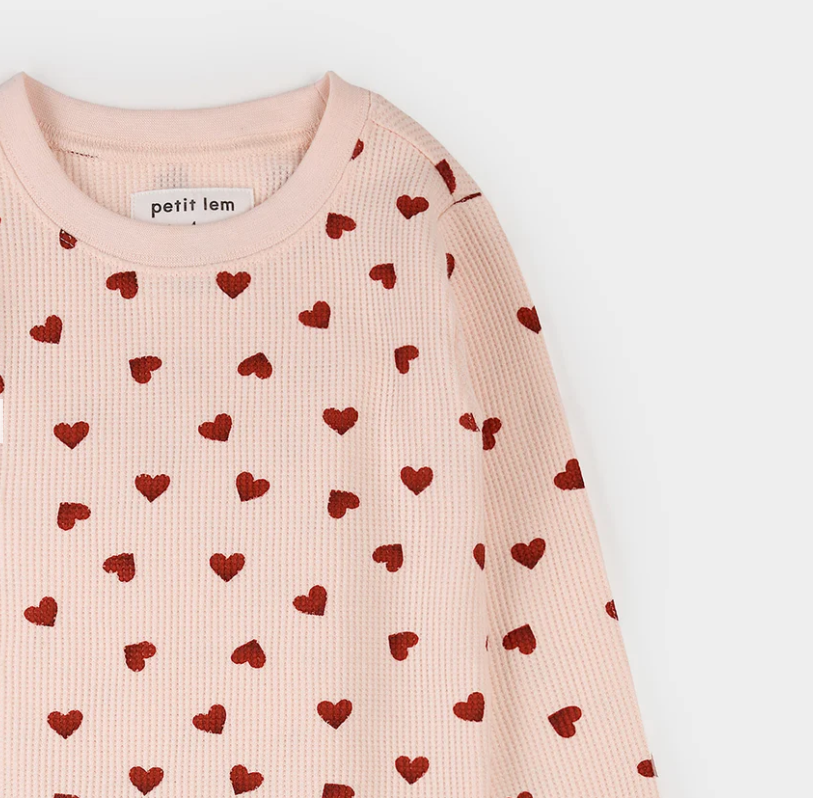 Waffle Pink Hearts PJ Set