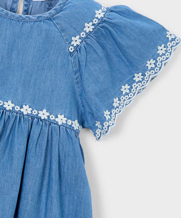Denim Embroidered Dress | 3927
