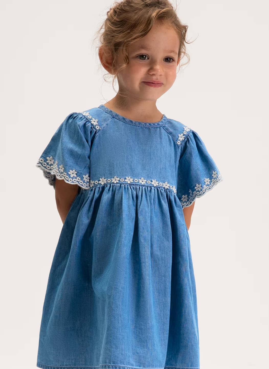 Denim Embroidered Dress | 3927