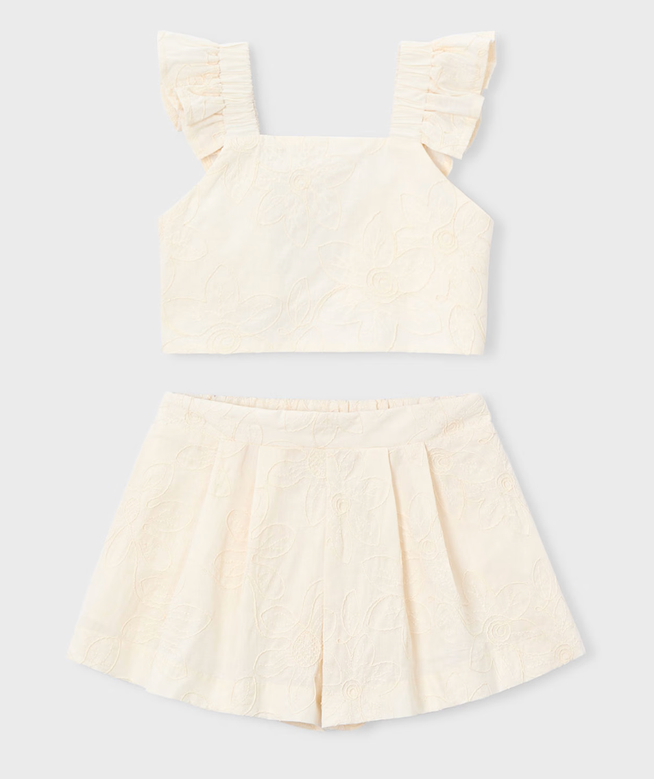 Ivory Ruffle Top & Short Set | 3235