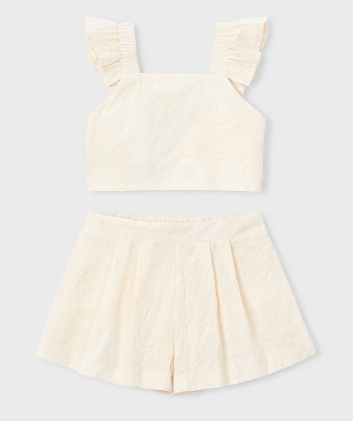 Ivory Ruffle Top & Short Set | 3235
