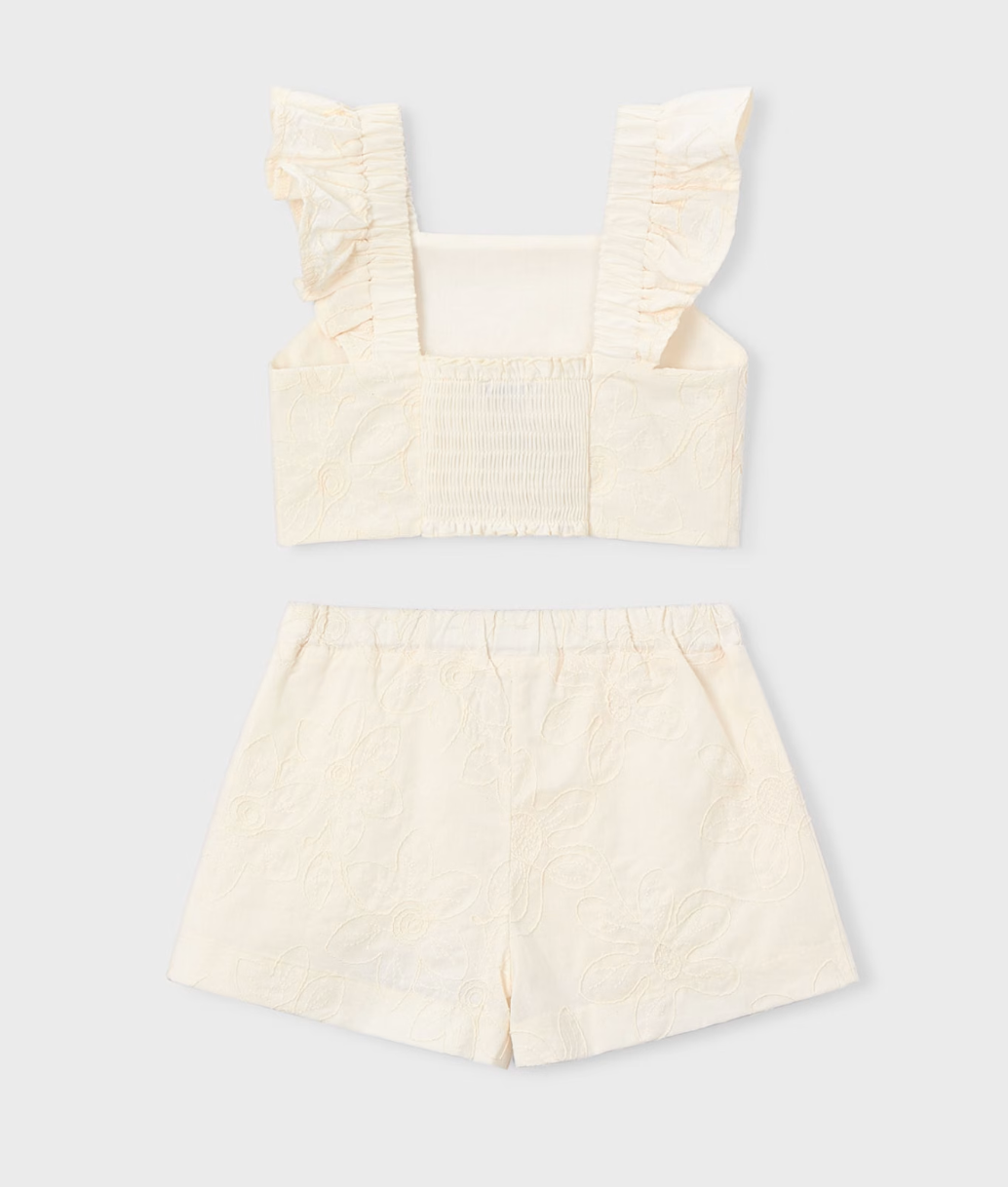 Ivory Ruffle Top & Short Set | 3235
