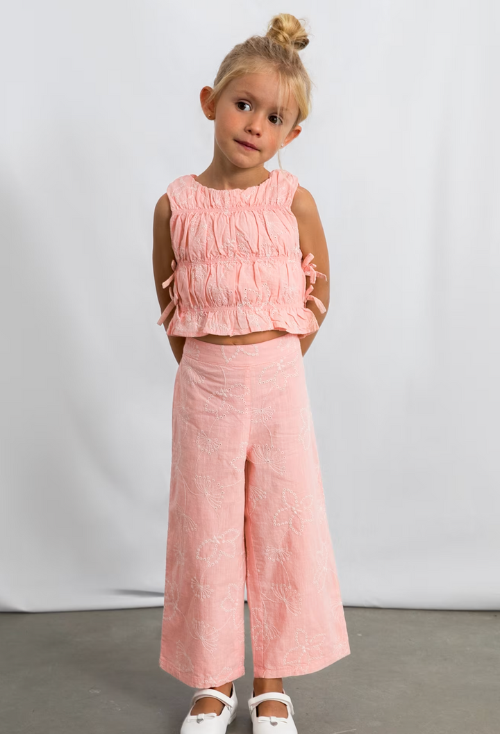 Peach Ruched Top & Pant Set | 3592